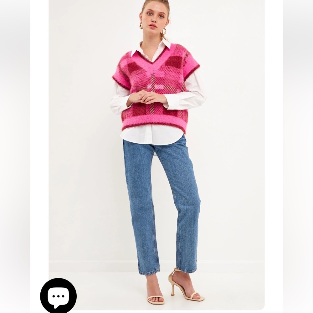 English Factory Candy Cane V-Neck Sweater Vest